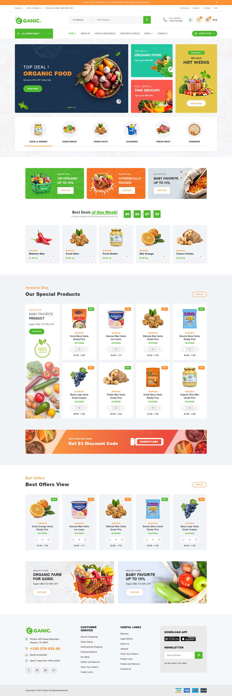 生鮮美食超市HTML5電商模板